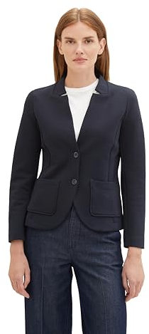 TOM TAILOR Blazer Basique Femme Ottoman avec Poches, 10668-capitaine du Ciel Bleu, L Dames