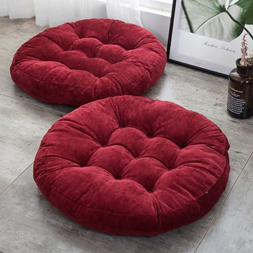 Sumuri Cuscino Da Pavimento, Cuscini Da Pavimento Grandi, Cuscino Da Pavimento Rotondo Per Adulti E Bambini, Per Balcone Camera Da Letto Tatami Soggiorno Div(Size:1 Count (Pack of 1),Color:vino rosso)