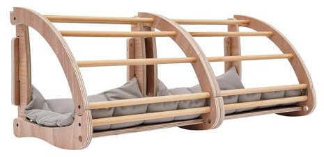 2 PCS 43x34x34 cm Katzen Hängematte Wandmöbel aus Holz, Katzenplattform Katzenschlafplätze Katzenbett Wandmontage, Abnehmbar Kletterwand Katzen Katzenkletterwand Katzen bis 15 kg