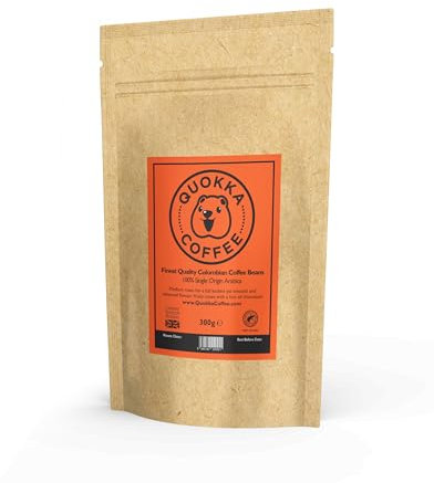 Quokka Coffee Whole Bean Coffee 300g – 100% Colombian Arabica, Medium Roast Speciality Coffee Beans, Rainforest Alliance Certified, Carbon Neutral, Single Origin (300g, Colombian)