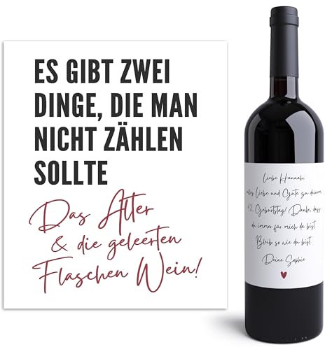 Weinetiketten personalisiert zum Geburtstag Flaschenetiketten selbst gestalten lustiges Geburtstagsgeschenk Geschenk Weinflasche Wein Etiketten selbstklebend 2 Stück | 10x12 cm