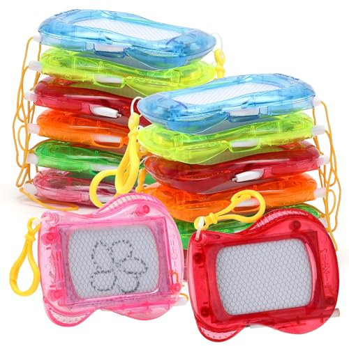 Yuragim Mini Maltafel Zaubertafel, 12 Stück Magnetische Maltafel Zaubertafel, Schlüsselanhänger, Doodle Board für Bildung,Lernen,Reisen, Mitgebsel Kindergeburtstag Geschenke zur Weihnachten für Kinder