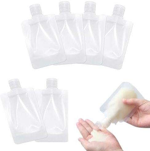 BQRKOTM 6 Piezas Botes Viaje Rellenables 50ml, Botellas de Viaje Avion, Botes para Gel y Champu, Travel Essentials, Botella a Prueba de Fugas, Kit Viaje Higiene para Artículos de Tocador