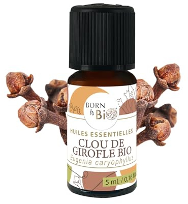 BORN TO BIO Huile Essentielle Clou de Girofle Bio - 100% Pure & Naturelle - Antalgique et Stimulante - Contribue au Soulagement des Douleurs Dentaires - 5 ml