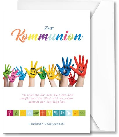 Legezon Kommunionskarten mit Umschlag Erstkommunion Karte zur Mädchen & Jungen Kommunion Karte 12 x 17cm Glückwunschkarte zur Kommunion