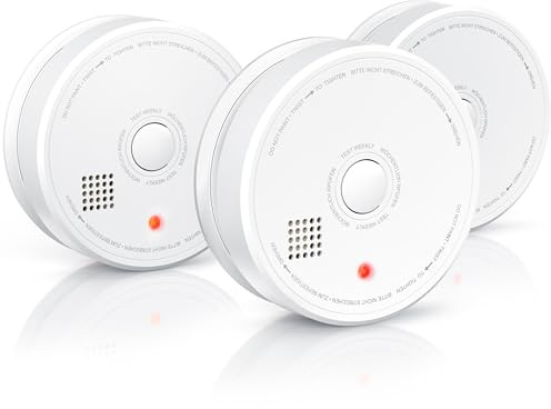 Brandson - 3X Rauchmelder mit austauschbarer 9V Blockbatterie, Rauchwarnmelder (geprüft Nach EN 14604, Durchdringendes Alarmsignal), weiß