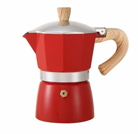 Turkisk Kaffebryggare Mokkakanna, Kaffekanna Med Träådringshandtag, Perkulatorkanna For Spishäll, Bärbara Kaffebryggare For Utomhusbruk(Red,300ML)