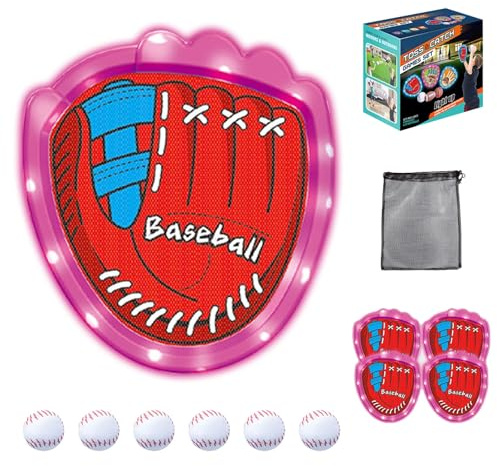 Kasta och Fånga Bollspelset med 6 Klibbiga Bollar och 4 Träningshandskar, Mångsidig Baseballträningsleksak för Campingresor, Utomhuskarnevaler, Familjesammankomster, Födiselsedagskalas Softball - 2