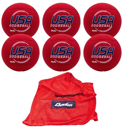 Baden 19,1 cm großer Dodgeball aus Stoff, offizieller Ball of USA Dodgeball, strapazierfähiger Strickstoffbezug, Schaumstoffrückseite und Wundblase sorgen für geraderen Flug, Einzel- oder