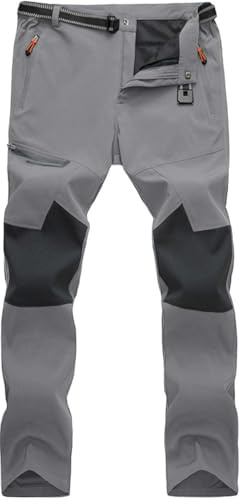 TACVASEN Men's Work Hiking Trousers Walking Cargo Trouser Light Grey 38