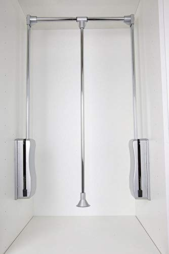 AZERODESIGN -Perchero-Colgador Ropa Vestidor o Armario- Perchero Abatible-Barra Armario Extensible Hasta 1150 mm -Resistente 15Kg- Color Gris Acabado Cromado-Fácil Instalación-Material Acero
