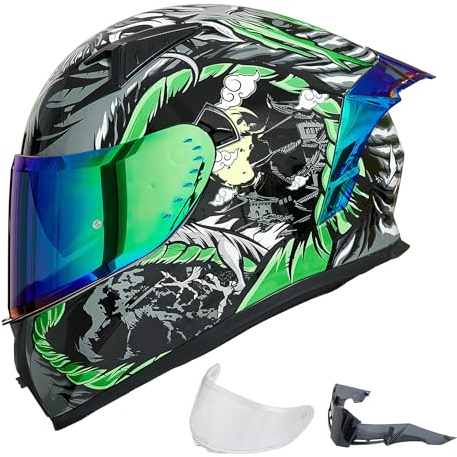 ILM fullface motorcykelhjälm man kvinna-Motorcykelhjälm med 2 visir Pinlock-kompatibel klar och tonad-Street Bike Motocross Casco ECE modell Z501