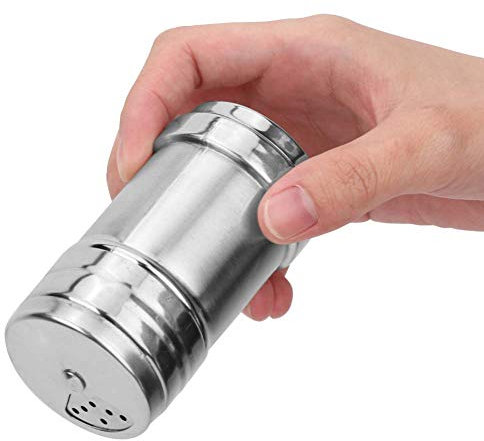 Fybida Seasonings Spice Shakers, Stainless Steel Salt and Pepper Dredge Shaker with Multiple Holes and Tight-Fit Lid Perfect for Controlled Seasoning, Medium Spice Dredge Dispenser for Kitchen Use