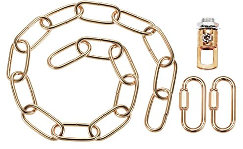 YOKIVE 1 Set Pendant Light Fixture Chain, 4mm Thick Chandelier Hanging Link with Connector Hooks Ring, Great for Ceiling Lights, Lamps (Dark Gold, 24-Inch)