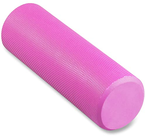 DRUNA Rodillo Rulo de Espuma Redondo para Masajes Musculares y Yoga EVA Liviano Foam Roller Fitness INDIGO 45 * 15 cm. Rosa