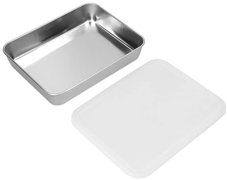 Cyrank Teglia da Forno in Acciaio Inossidabile, Teglia Grande con Coperchio Teglie Rettangolari Per Torte Teglia Antiaderente Teglia Per Brownie con Coperchi(S)