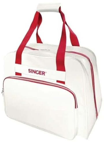 Singer Nähmaschinentasche, halbstarr, Stoff, mit Zubehörtasche, cremefarben, 45 x 25 x 33 cm, Weiß