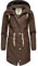 Navahoo Damen Übergangsjacke Regenmantel wasserdicht lang mit Kapuze Tropical Stormoo Dark Choco Gr. M