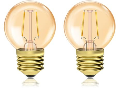 Luxvista Lot de 2 ampoules LED vintage en forme de balle de golf E27 1,5 W Blanc chaud 2200 K Ambre 2 W équivalent à 20 W