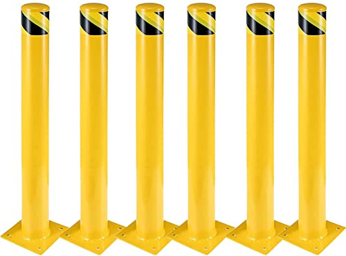 Poteau de borne, 91 cm, barrière de parking pour stationnement, Pilona jaune Cepos Parking pour planification routière (6 pièces)