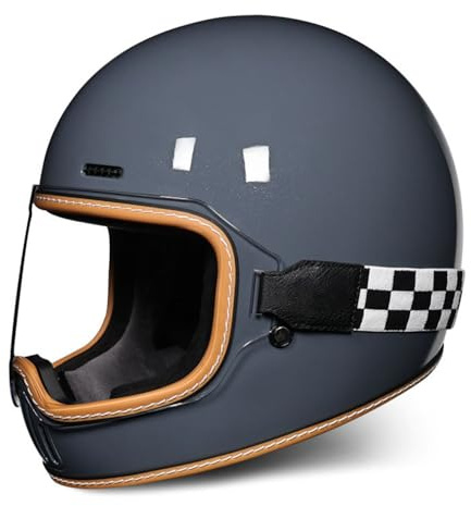 Retro Cascos Modulares De Moto, Vintage Cascos Integrales para Hombres Y Mujeres, Cascos Scooter Cascos Jet Cascos Cruiser De Moto con Visera Solar, Cascos Abiertos Homologado ECE C,M