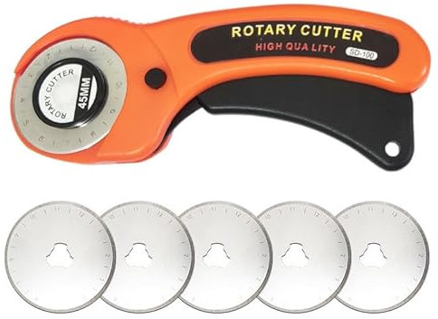 Cutter Rotatif Couture，avec 5 Lames en Acier Inoxydable，pour Couper Quilting Tissu Cuir Papier Cutters rotatifs.