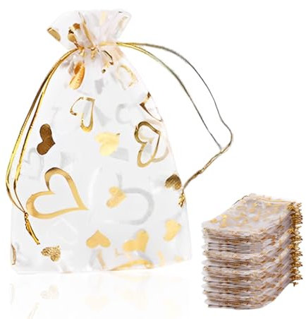 SULIUDAJI 100 pezzi sacchetti per gioielli in organza, 7 x 9 cm, sacchetti regalo in organza, perfetti per matrimoni, Natale, compleanni, gioielli, regali, caramelle