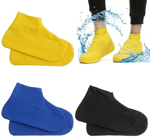 BOPRKTM 3 Paires Couvre Chaussure Impermeable Réutilisables Surchaussures Impermeables Surchaussures Silicone Imperméable Antidérapante Sur Chaussure Imperméable, pour Pluie,Jour de Neige (Taille L)