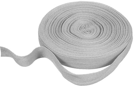 QUARKZMAN Cintas Bies Gris Claro, 20mm x 21m Cintas al Sesgo Algodón Correa de Sarga de Dobladillo Rollo de Trama Espiga para Coser Tejer Manualidades Costura Bricolaje Regalo Envoltura