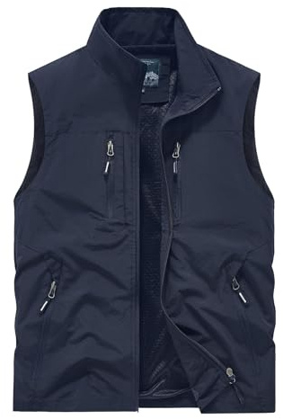 Dainargo Mountain Outdoor Performance Vest,Full-Zip with Multiple Pockets, Mesh Lined, Lightweight Hiking Gear (US, Alpha, 3X-Large, Regular, Regular, Navy)