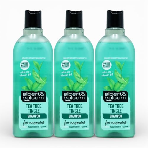 Alberto Tea Tree Tingle Shampoo 3 x 300ml – Invigorating Cleansing Shampoo with Tea Tree & Pro-Vitamin B5 | Refreshes Scalp & Strengthens Hair