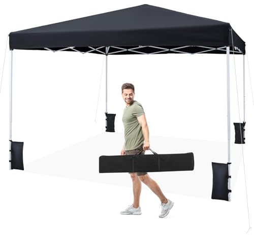 COSTWAY Pavllion 3 x 3 m popup-paviljong, höjdjusterbar trädgårdspaviljong, vattentät, stabil, vintersäkert partytält, UV-skydd 50+ med bärväska, 4 sandpåsar, för fest och