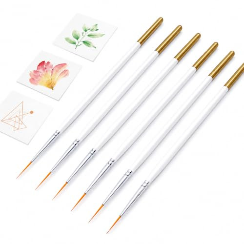 JOVYTH Pinceaux Traceurs Extra Longs 6 Pièces, Pointe Fine Pour Acrylique Aquarelle Huile Gouache, Détails Fins Miniature Calligraphie Écriture