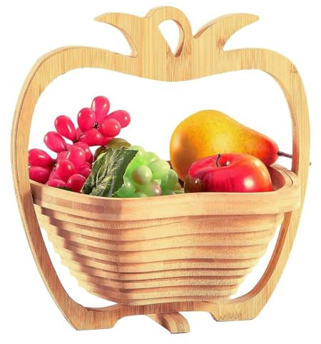 paradieseinkauf - Cesta Decorativa para Verduras (Madera de bambú, Plegable), diseño de Manzana