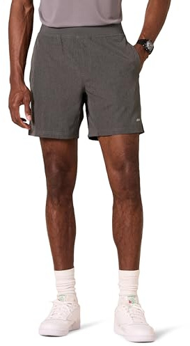 Amazon Essentials Pantalones Cortos de Entrenamiento para Correr de 17,8cm con Tejido Elástico de Alto Rendimiento, color carbón jaspeado, talla L