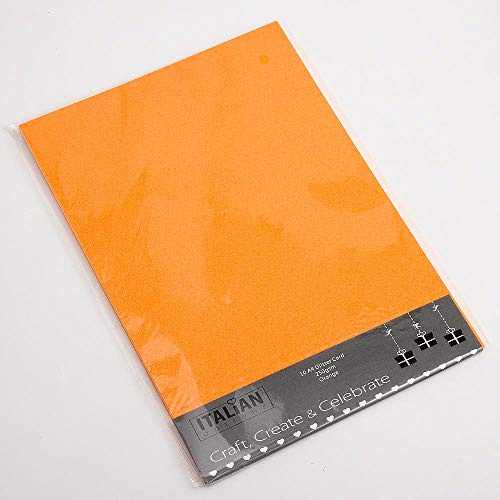 Italian Options Lot de 10 feuilles de papier cartonné pailleté 250 g/m², format A4, orange