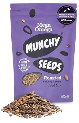 MUNCHY SEEDS Mega Omega, 7-Seed Mix with Sunflower, Pumpkin, and Hemp, Protein Snack, Plant-Based Fibre & Vitamin E, Gluten & Wheat Free, Vegan Snacks for Kids & Adults -Mega Pack, 450g
