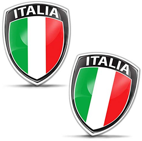 Biomar Labs® 2 adesivi 3D a cupola in silicone per distintivo, emblema auto moto casco bandiera italiana F 148