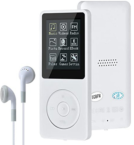 Lychee Reproductor Música Digital MP3 MP4 Portátil 8GB HiFi Sin Pérdida Sonido Vídeo Radio FM Blanco