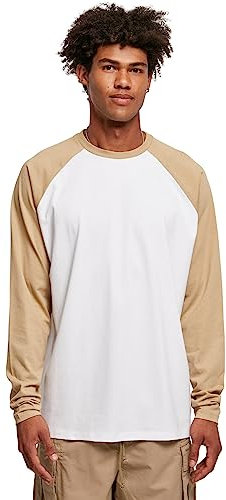 Urban Classics Herren Organic Oversized Raglan Longsleeve T-Shirt, White/unionbeige, 3XL