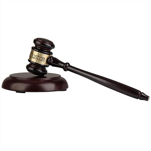 enheng Martillo de madera personalizado y bloque de sonido cuadrado, Martillo grabado Set regalo para el abogado juez subasta derecho estudiante