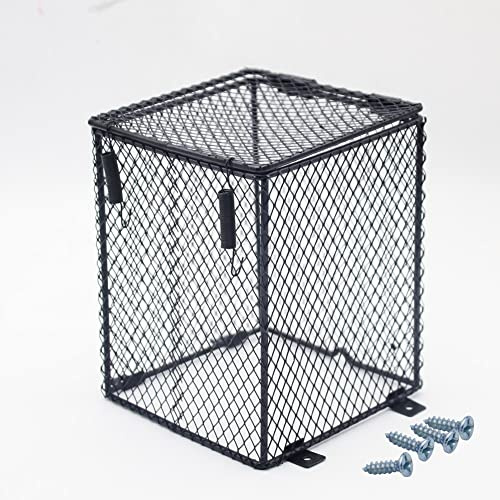 Reptile Heater Guard Ceramic Light Bulb Lamp Cover Mesh Cover Lampshade Anti-Scald Bracket Cage for Bearded Dragon, Lizard, Tortoise, Snake (Cubiod)