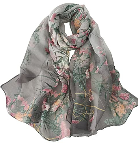 FAIRYGATE Scarves Women Oversized Lightweight Chiffon Scarf Neckerchief for Ladies Scarfs Girls with 20 Eye Catching Colours (Grey) 51032