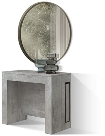 PAZZO DESIGN, Table Console Extensible avec Porte rallonges Marie, Gris Ciment, Jusqu'à 12 Places, Table Console Cuisine, Made in Italy, De 45 à 300 cm - id_1935