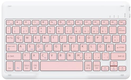 EasyAcc Bluetooth-Tastatur, kabellose Bluetooth-Tastatur kompatibel mit Windows/Android/iOS Tablet (iPad A16 11/10.2/10.9, iPad Pro/Air), Roségold
