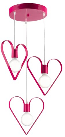 Light&More Lampadario per cameretta cuore 3 luci fucsia