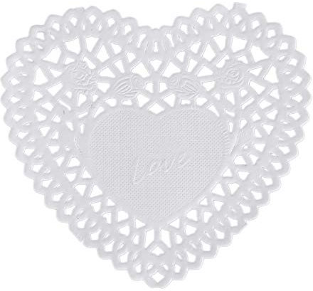 Yheonver 100x Napperon Blanc en Dentelle De Papier De Coeur De l'amour De 4 Pouces pour Le Scrapbooking De Cartes