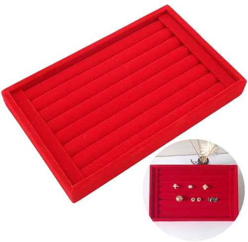 Vassoio per Display ad Anello in Velluto, Porta Gioie da Cassetto Anelli, Vassoio di Visualizzazione, Espositore per Gioielli, Espositore per Gioielli da Banco, Organizzazione Domestica e Conservazion