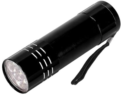 WedDecor UV Torch, Ultraviolet Torch with Black Light for Pet Urine and Stain, Money Checker, LED Flashlight, Portable Torch, 3 x AAA Battery (Not Included), Stain Finder for Carpets, Black, 1pc
