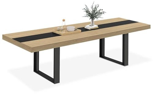 IDMarket Phoenix Esstisch, ausziehbar, rechteckig, für 10-12 Personen, Holz/Schwarz, Mittelband, 200-300 cm, Küchentisch, Schwarz
